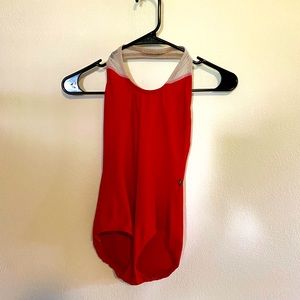Lucky Leo red halter leotard